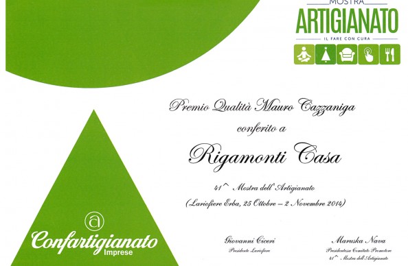 Mostra dell'Artigianato, premio di Qualità Cazzaniga per Rigamonti Casa di Costamasnaga